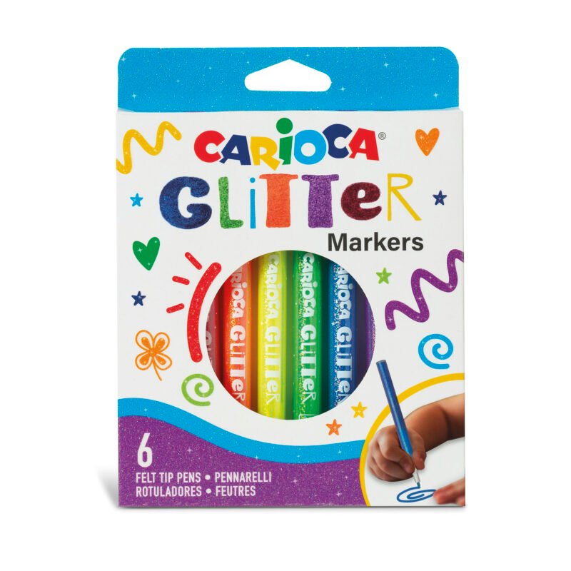 Marcadores con Glitter Carioca 6 Unidades