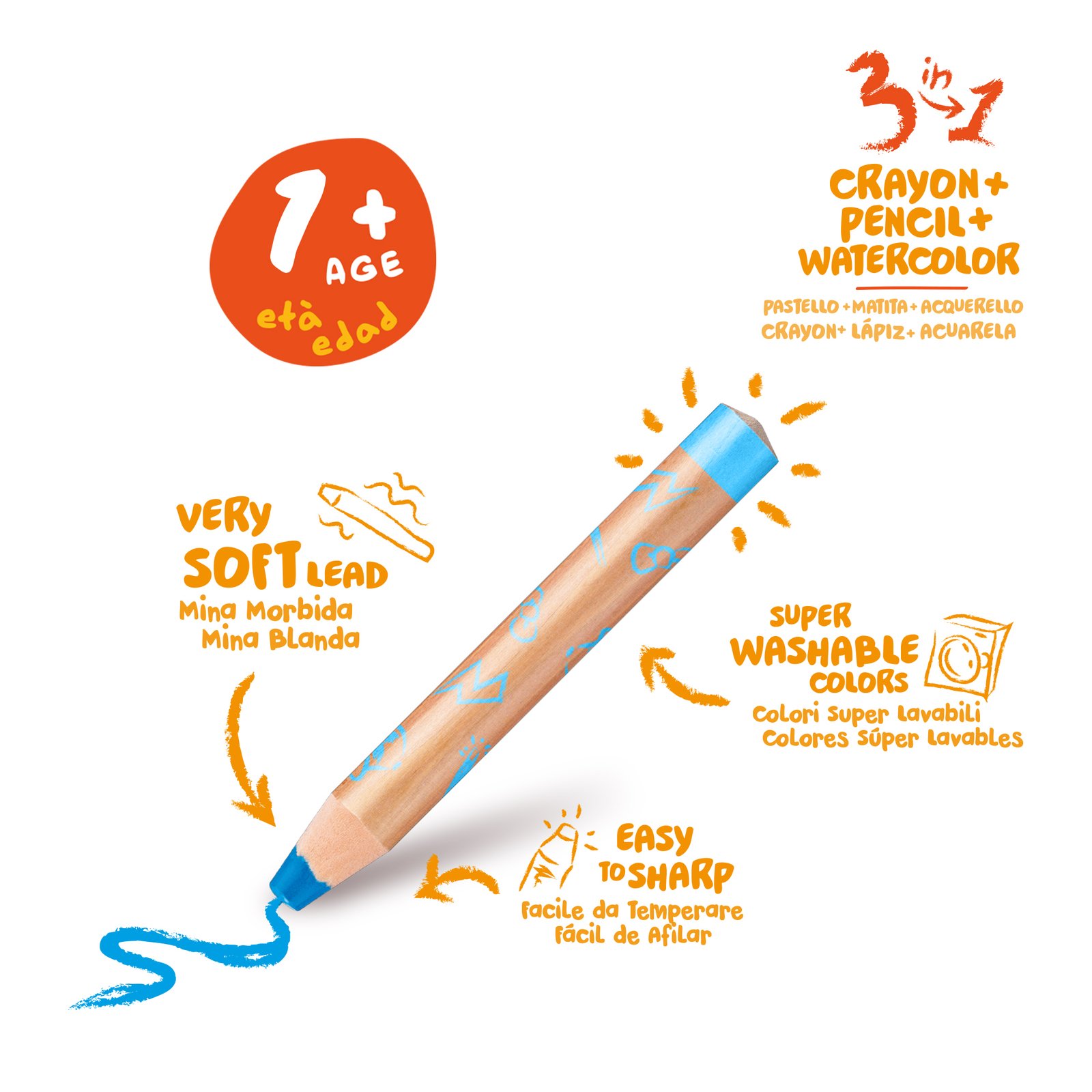 Crayones Carioca Baby 3 en 1 · 6 Unidades desde 1 Año Crayones Carioca Baby 3 en 1 · 6 Unidades desde 1 Año - Imagen 2