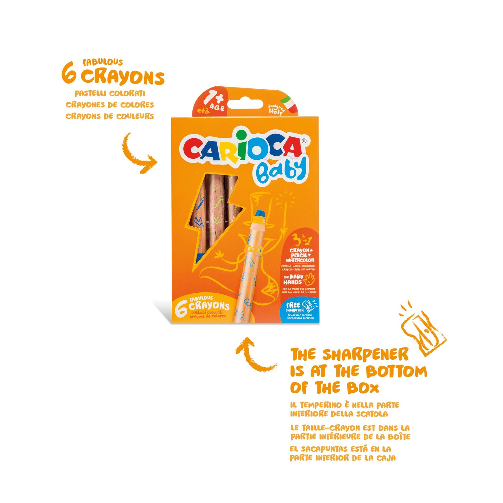 Crayones Carioca Baby 3 en 1 · 6 Unidades desde 1 Año Crayones Carioca Baby 3 en 1 · 6 Unidades desde 1 Año - Imagen 4