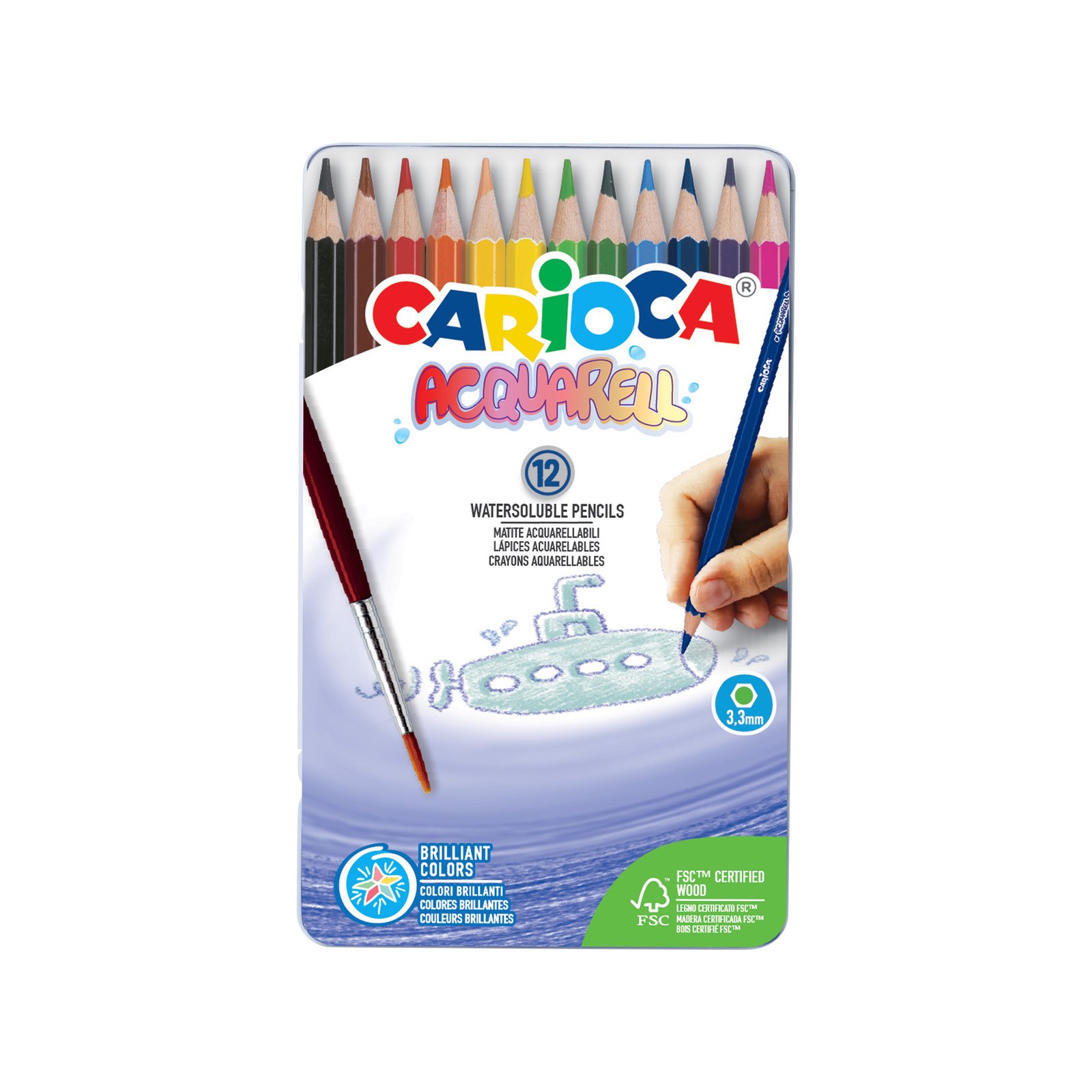 Lápices Acuarelables Carioca Acquarell 12 Unidades en Caja Metálica Lápices Acuarelables Carioca Acquarell 12 Unidades en Caja Metálica