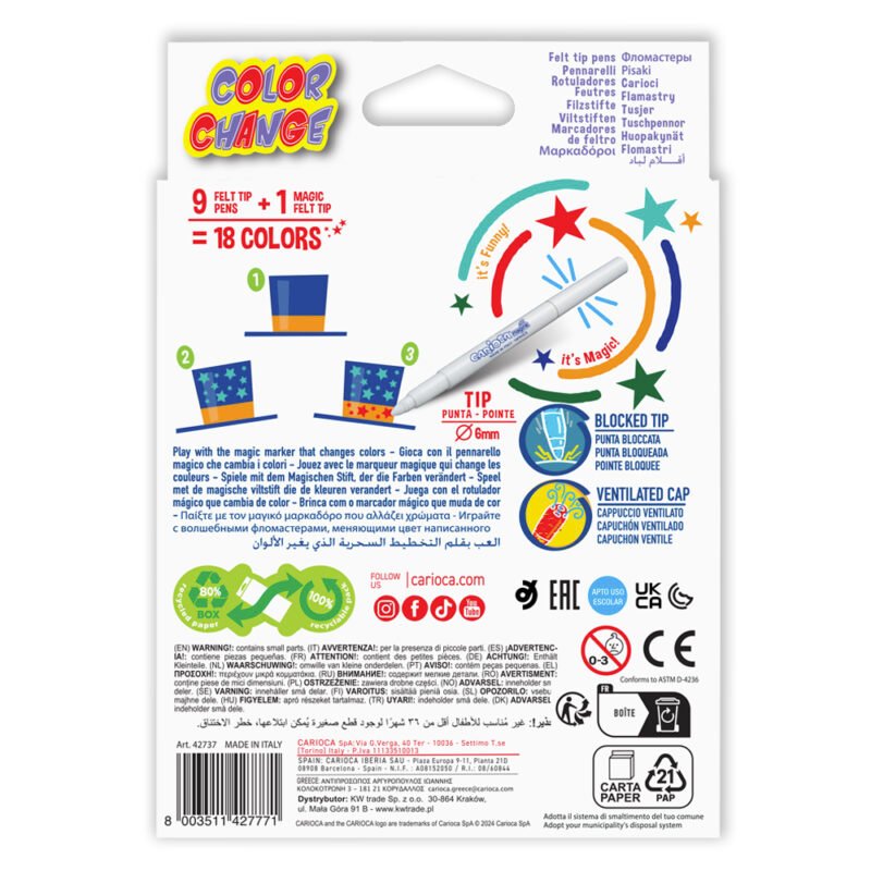 Plumones Carioca Magic Color Change 10 Unidades · 18 Colores — vista 4