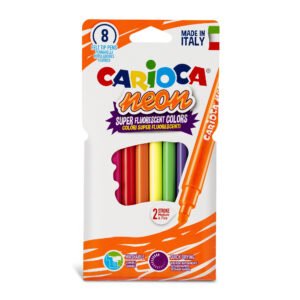 Plumones Neón Carioca 8 Unidades Doble Trazo Fluorescentes