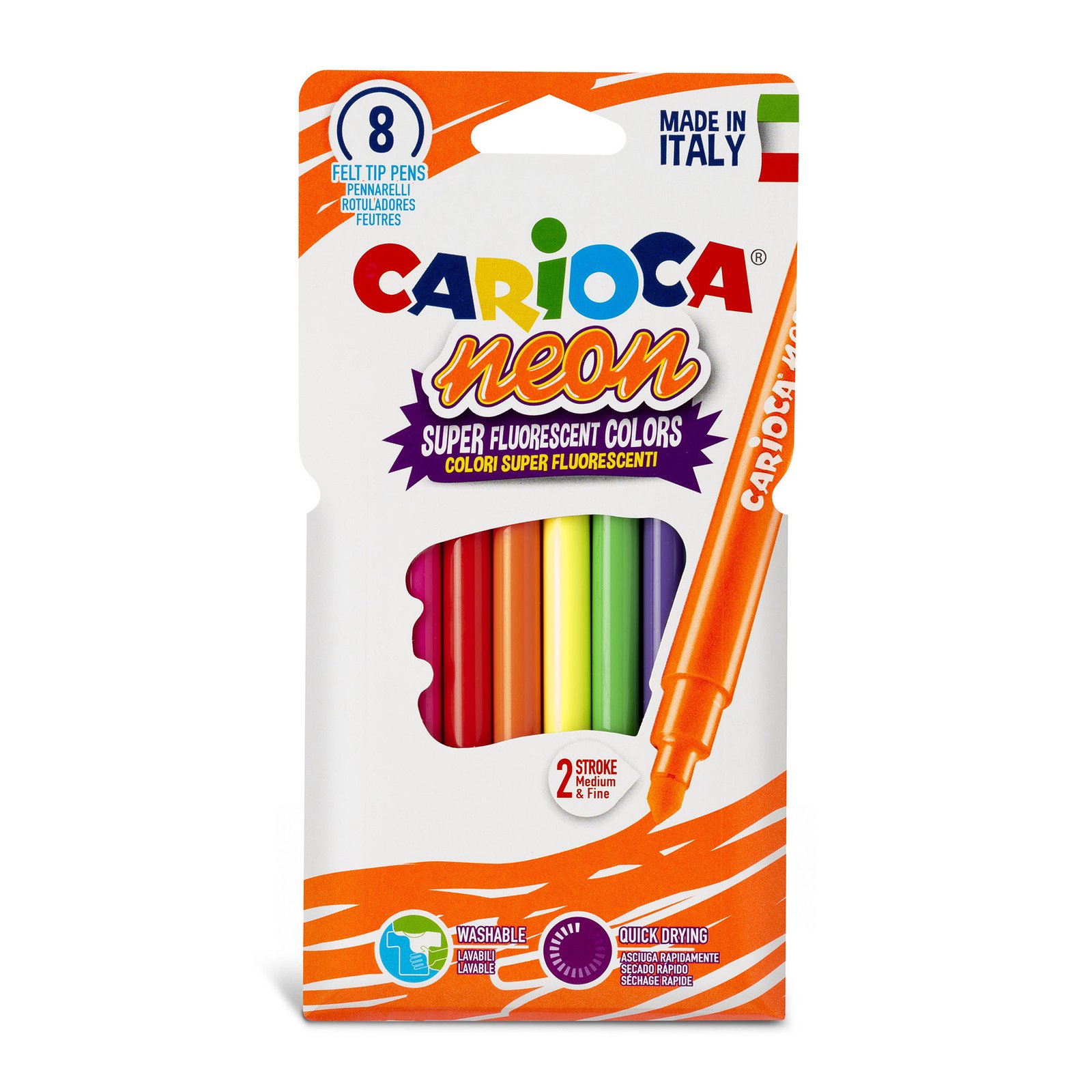 Plumones Neón Carioca 8 Unidades Doble Trazo Fluorescentes Plumones Neón Carioca 8 Unidades Doble Trazo Fluorescentes