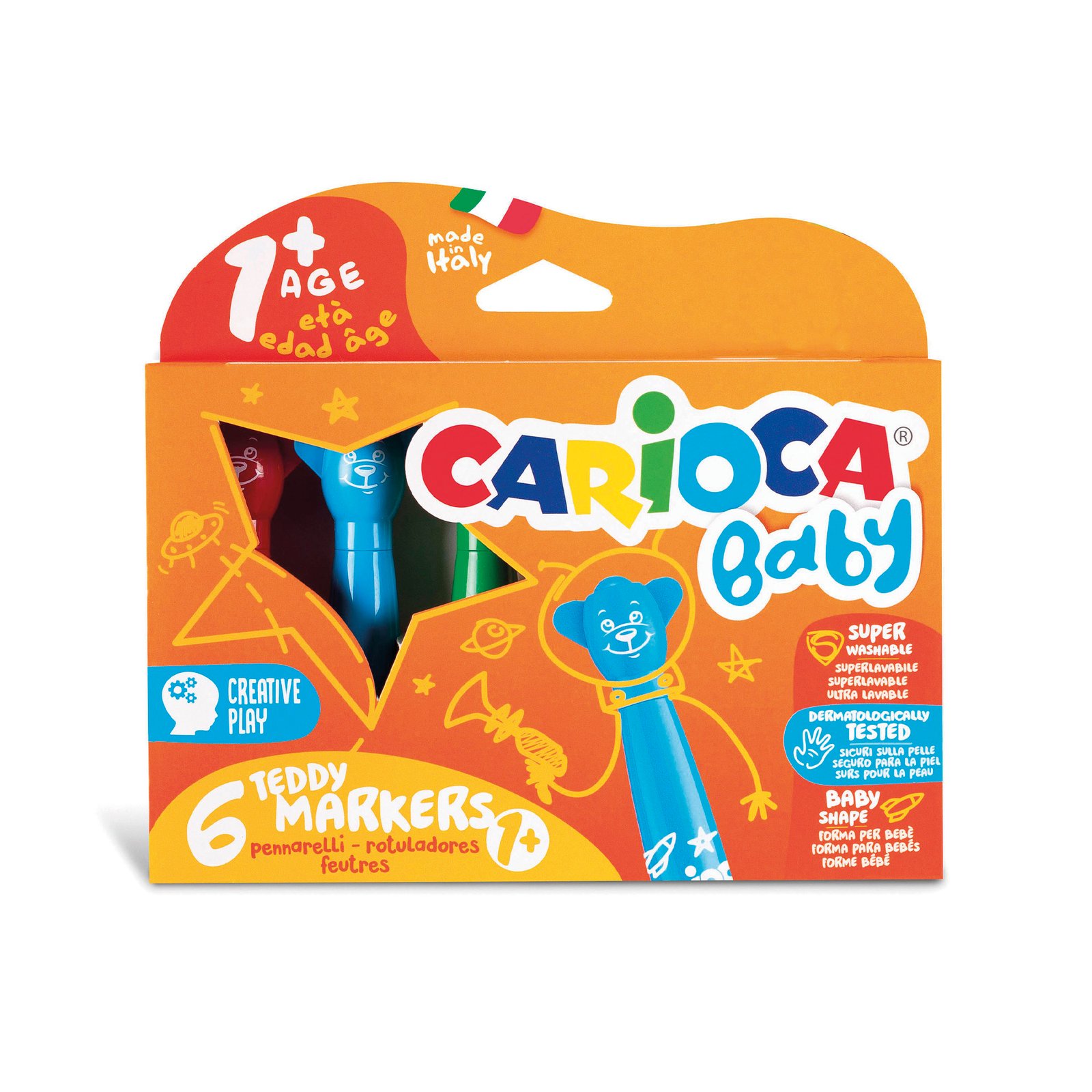 Plumones Carioca Baby Teddy 6 Unidades desde 1 Año Plumones Carioca Baby Teddy 6 Unidades desde 1 Año