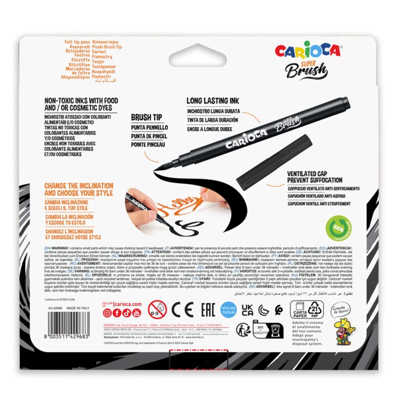 Plumones Carioca Super Brush 20 Unidades Punta Pincel — vista 2