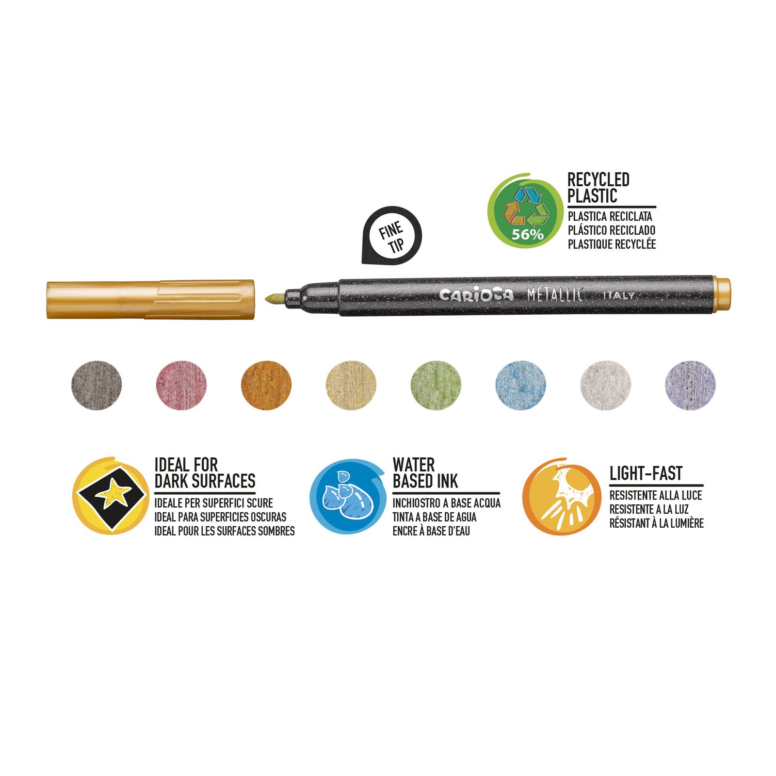Marcadores Metálicos Carioca Finemarker 8 Unidades Punta Fina Marcadores Metálicos Carioca Finemarker 8 Unidades Punta Fina - Imagen 3