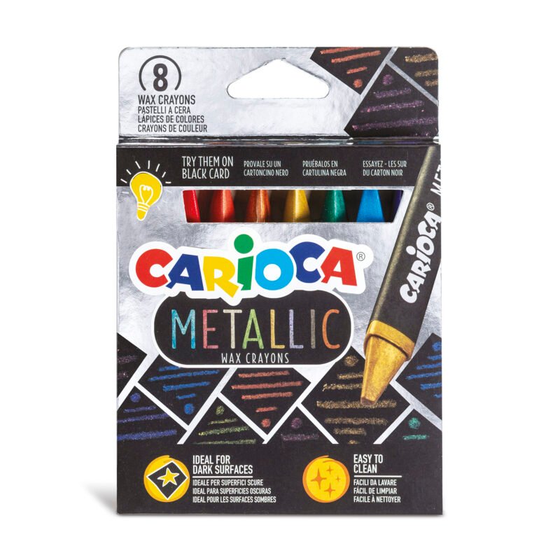 Crayones Metálicos Carioca 8 Unidades para Superficies Oscuras