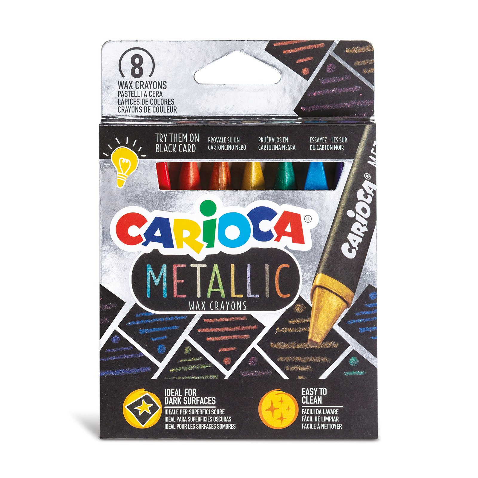 Crayones Metálicos Carioca 8 Unidades para Superficies Oscuras Crayones Metálicos Carioca 8 Unidades para Superficies Oscuras