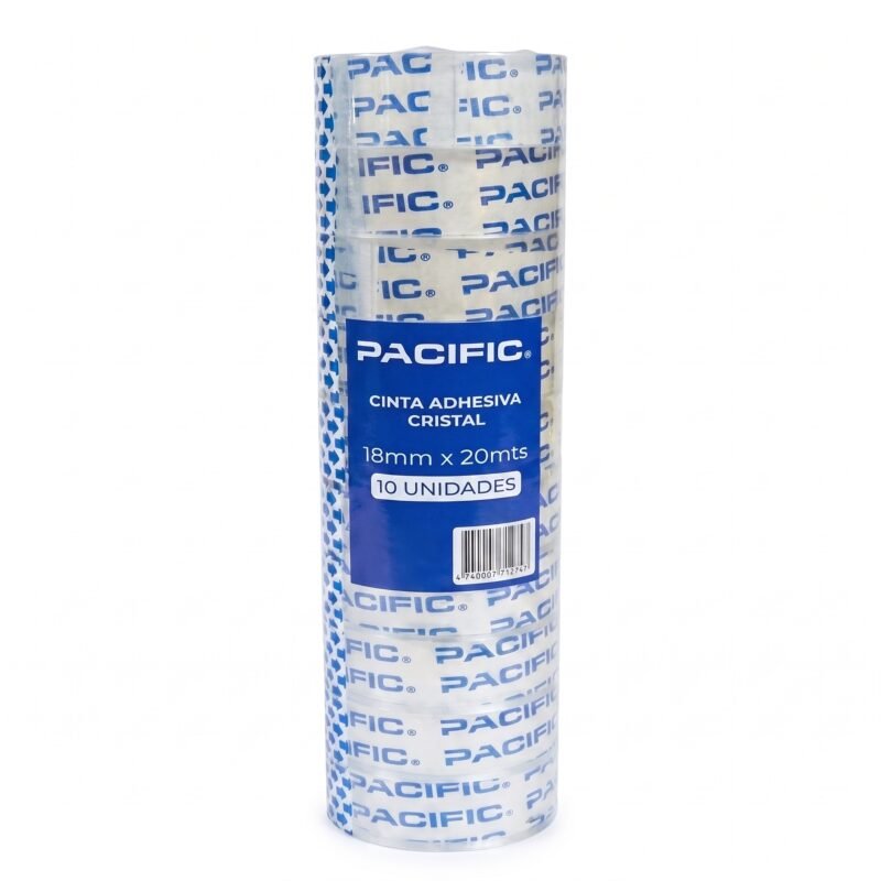 Pack 10 Cintas Adhesivas Transparente Pacific 18 mm x 20 m – 40 mic