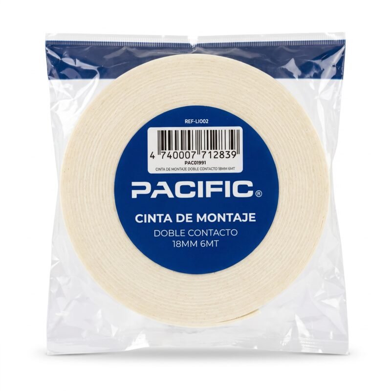 Cinta de Montaje Doble Faz Pacific 18 mm x 6 m – Espuma