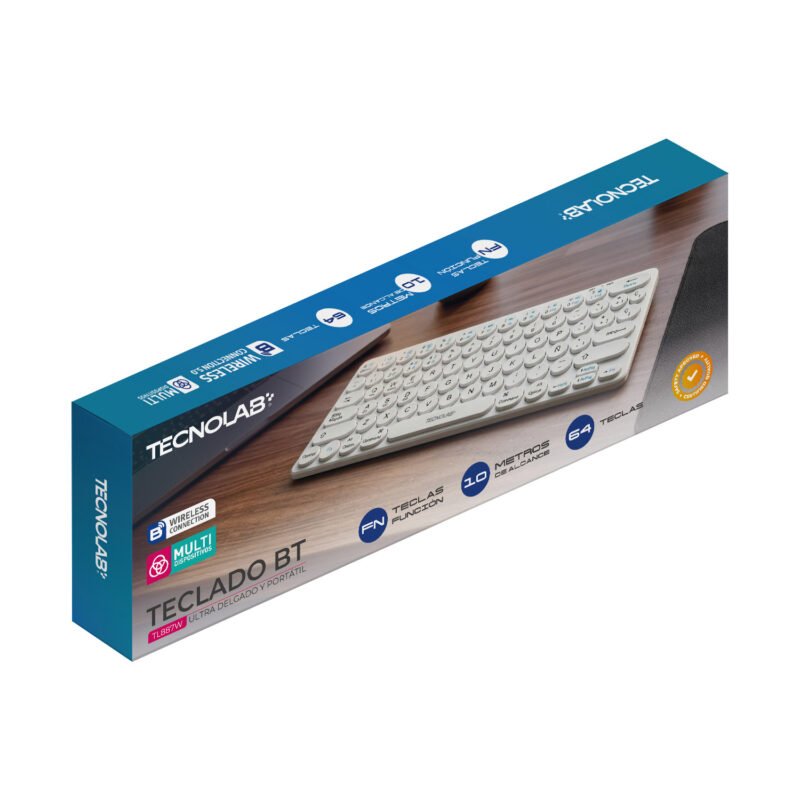 Teclado Bluetooth Ultra Delgado Portátil Tecnolab Blanco