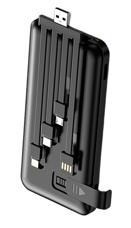 Power Bank Solar 10.000 mAh Tecnolab con Cables Incorporados y Linterna — vista 2