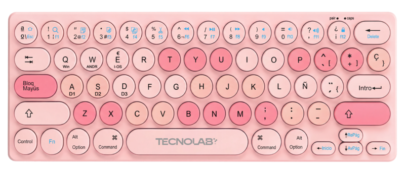 Teclado Bluetooth Ultra Delgado Portátil Tecnolab Rosa — vista 2