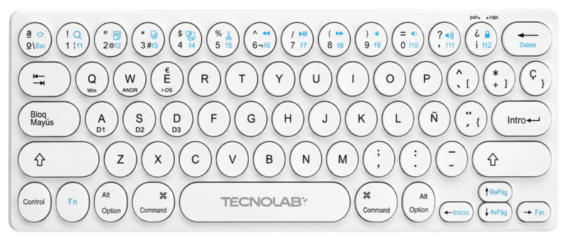 Teclado Bluetooth Ultra Delgado Portátil Tecnolab Blanco — vista 2