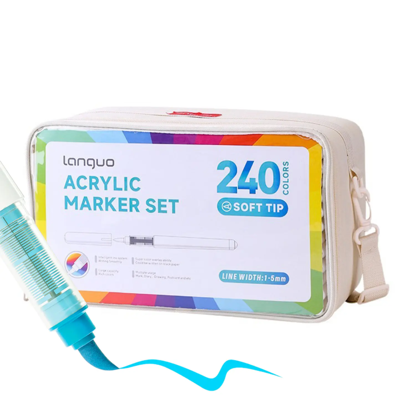 Set 240 Marcadores Acrílicos Languo M720 Tinta Líquida Punta Pincel
