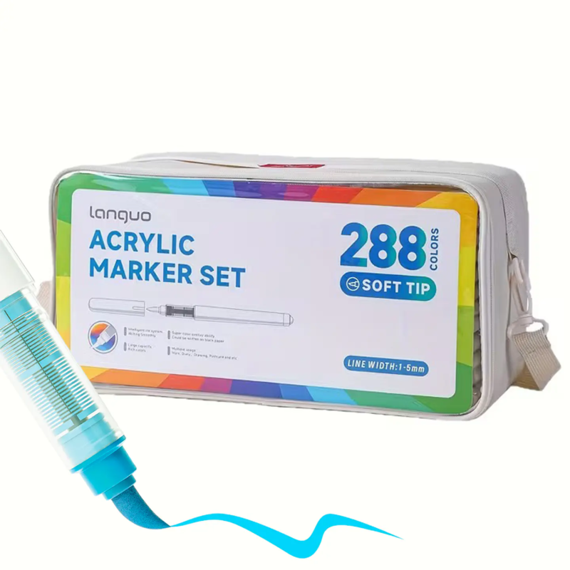 Set 288 Marcadores Acrílicos Languo M720 Tinta Líquida Punta Pincel
