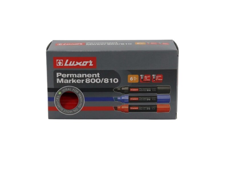 Marcador Permanente Luxor Jumbo Punta Biselada Rojo Caja 6 Unidades