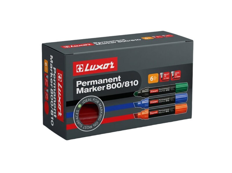 Marcador Permanente Luxor Jumbo Punta Biselada Rojo Caja 6 Unidades — vista 3