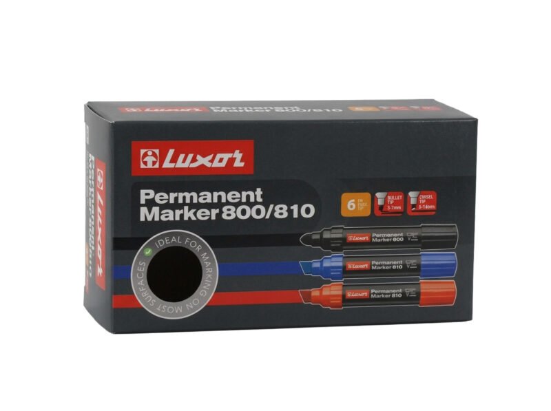 Marcador Permanente Luxor Jumbo Punta Redonda Color Negro, Caja 6 Unidades