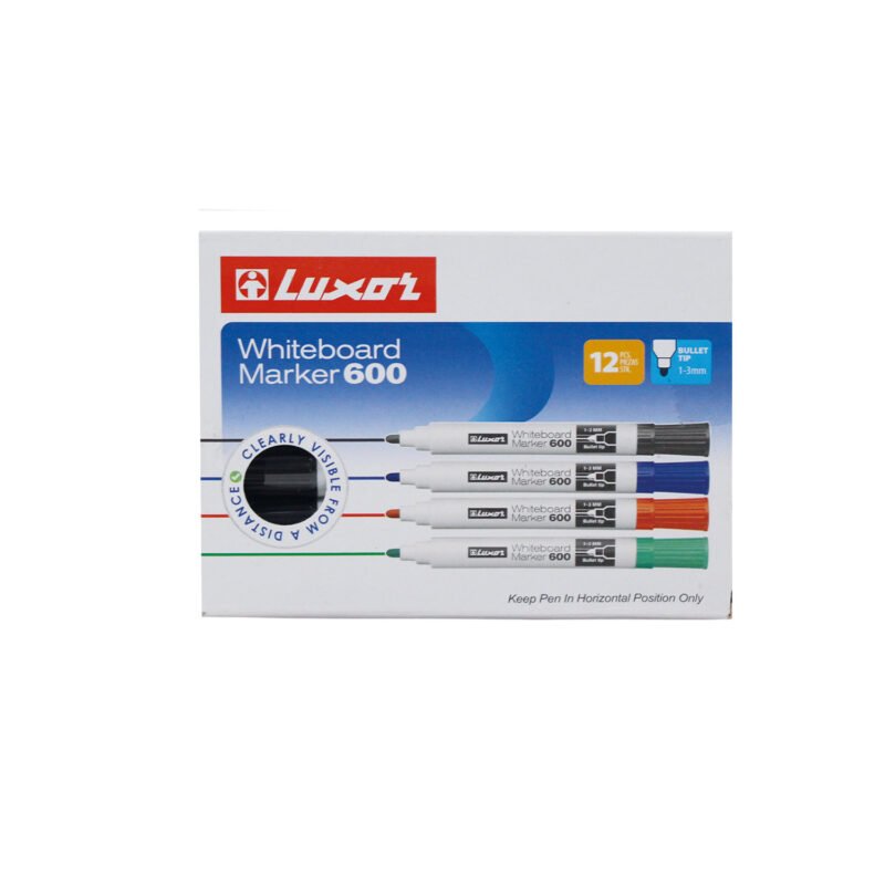 Marcador Luxor para Pizarra Blanca Punta Redonda Negro Caja 12 Unidades