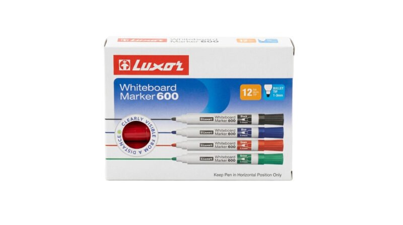 Marcador Luxor para Pizarra Blanca Punta Redonda Rojo Caja 12 Unidades