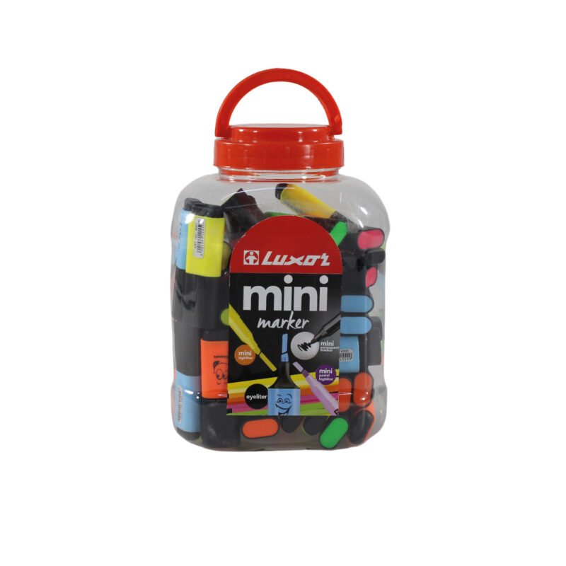 Jarro con 50 Mini Destacadores Luxor Textmarker Colores Surtidos