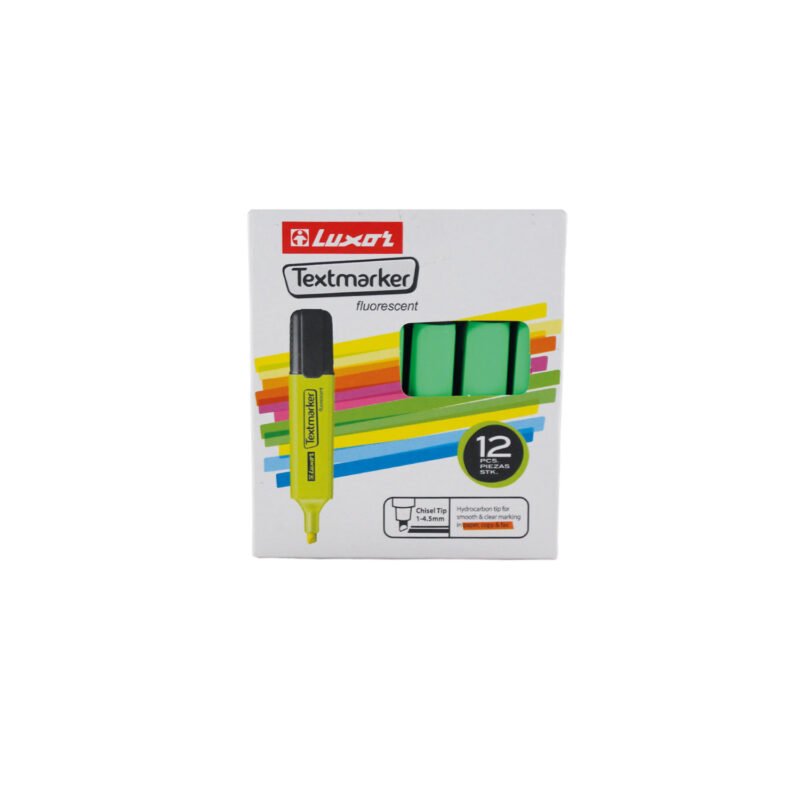 Destacador Luxor Textmarker Fluorescente Verde Caja 12 Unidades