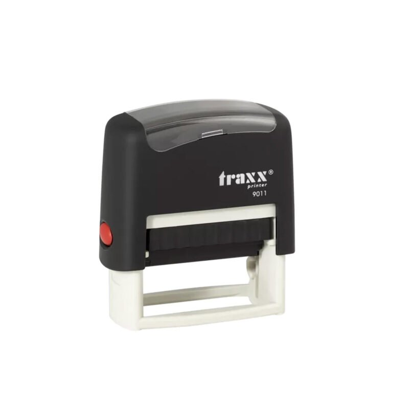 Timbre Autoentintado Personalizable Traxx 9011 · 38 x 14 mm Negro/Rosado