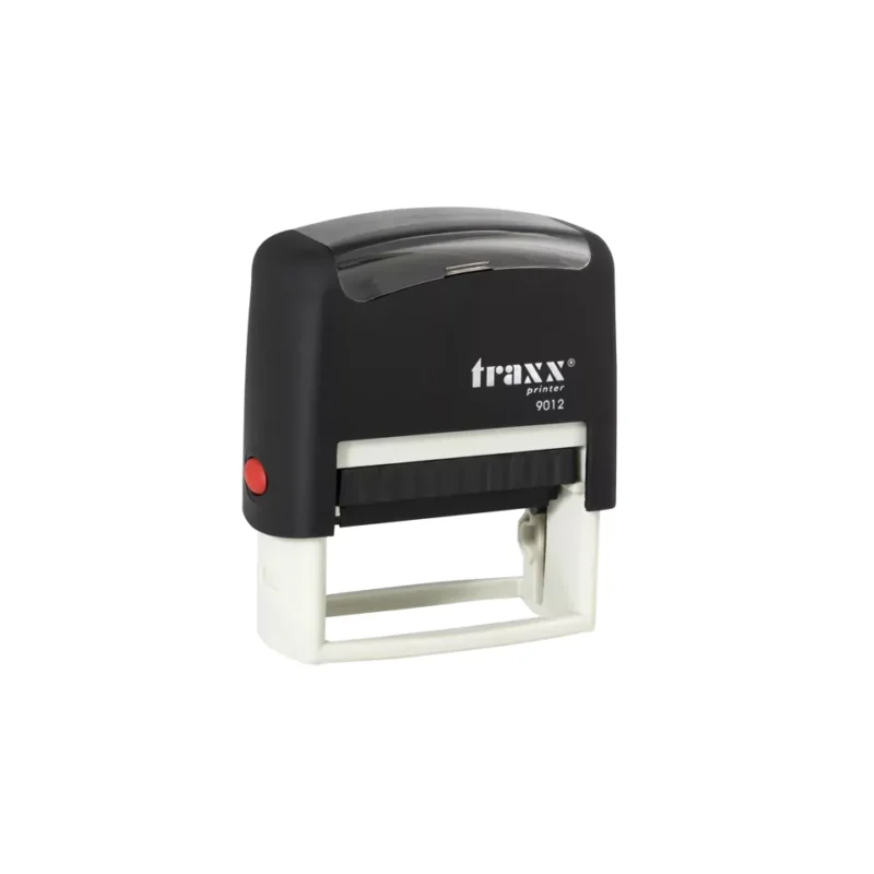 Timbre Autoentintado Personalizable Traxx 9012 · 48 x 18 mm Negro/Verde Menta