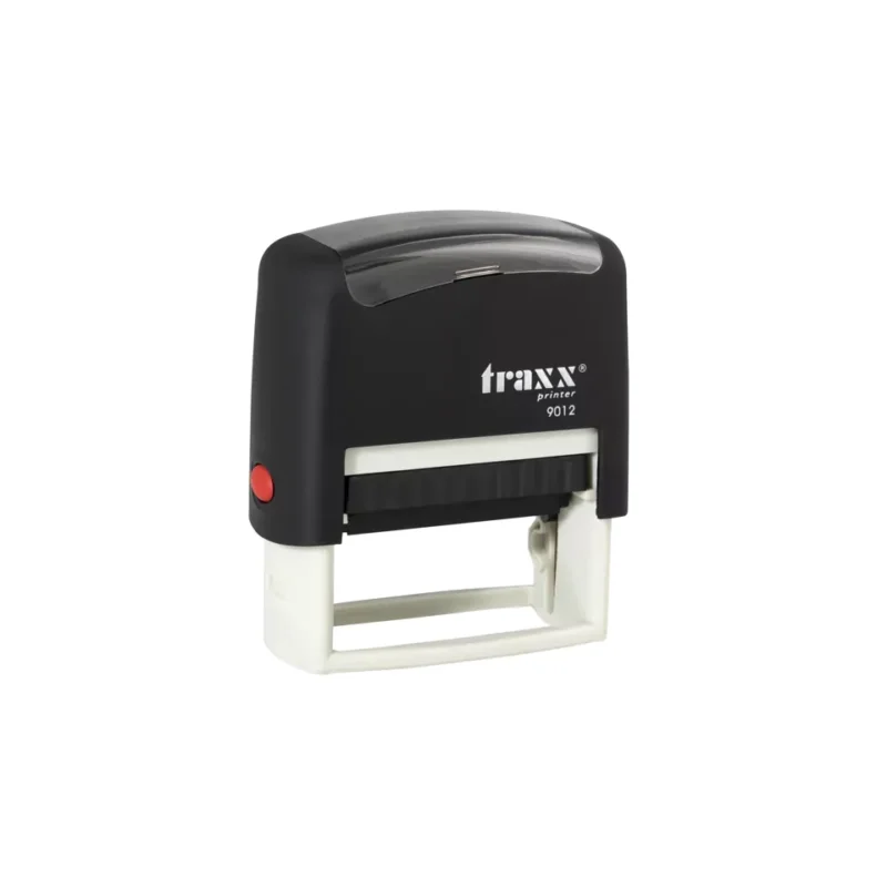 Timbre Autoentintado Personalizable Traxx 9012 · 48 x 18 mm Negro/Amarillo