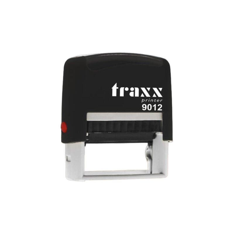 Timbre Autoentintado Personalizable Traxx 9112 · 48 x 18 mm Negro/Rojo