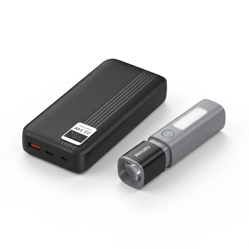 Pack Movilidad y Respaldo Power Bank Tecnolab + Linterna Recargable Philips 7